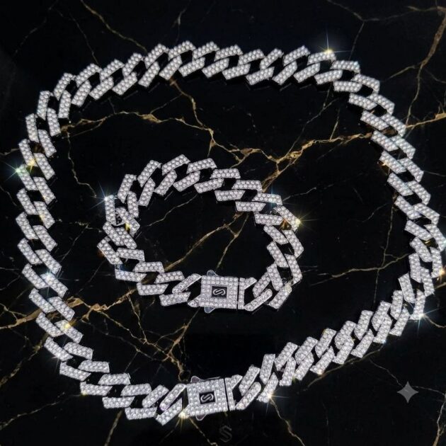 collier+bracelet acier cub+mon
